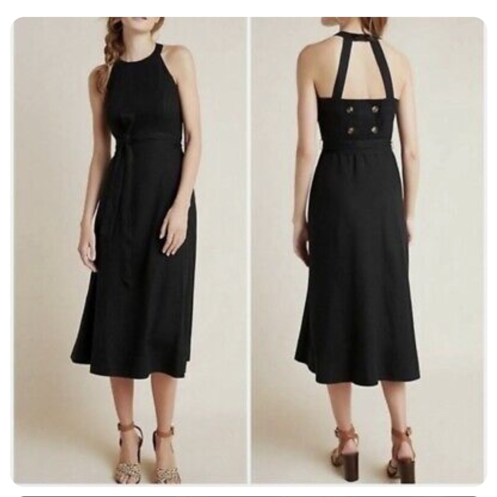 Anthropologie Black Linen Dress Size 4